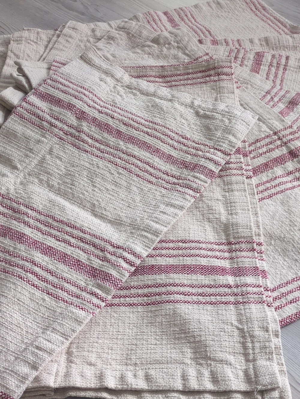 Pottery Barn Red Stripe Cotton Cafe Curtains Valances 50x13 Set of 7 Rustic Farm